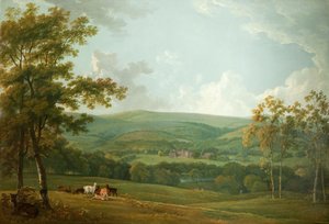 Een verre blik op Towneley Hall, c.1777 door George the Elder Barret