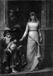 Blanche de Castille, koningin van Frankrijk (1188 - 1252), bijgenaamd de Liefde van de Armen (1879) door Georges (after) Moreau de Tours