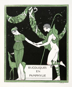 Bucoloques en Pamphylie, illustratie uit Les Chansons de Bilitis, door Pierre Louys, uitgegeven 1922 door Georges Barbier