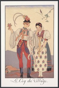 Falbalas et Fanfreluches, Almanak voor 1922, Le coq du village, door George Barbier, prent door Georges Barbier