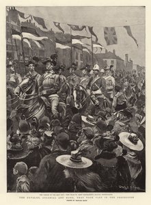 De cavalerie, koloniaal en thuis, die deelnam aan de processie door Georges Bertin Scott