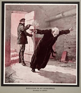 Executie van Monseigneur Budkiewicz door de OGPU, uit Histoire des Soviets, uitgegeven 1922 door Georges Carrey