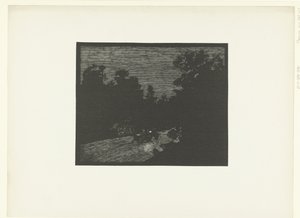 Landschap met rijtuig getrokken door paard bij nacht door Georges Charles Victor Léopold Hugo
