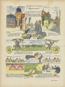 Indrukken van een toerist in Normandië. Illustratie voor Le Rire door Georges Delaw