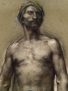 Studie van naakte man met tulband (detail) (circa 1888). George Desvallieres (1861-1950). Pastel op papier. Musée des Beaux-Arts de la Ville de Paris, Petit Palais. door Georges Desvallieres