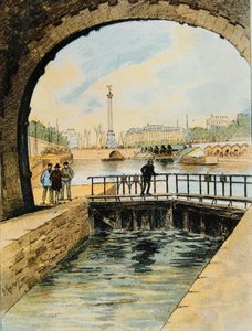Sluis van het Canal St. Martin, Parijs, 1890 door Georges Fraipont