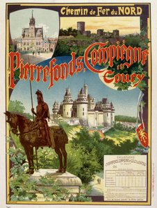 Pierrefonds, Compiègne en Coury - Reclameposter van de Railways du Nord, door G. Fraipont door Georges Fraipont