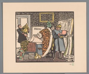 Soldaten plunderen een huis door Georges Hermann Rene Paul