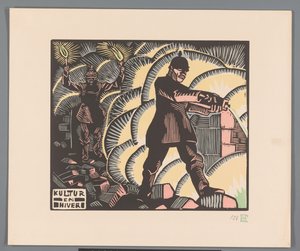 Soldaten steken gebouwen in brand door Georges Hermann Rene Paul