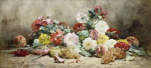 Anjers, rozen, druiven en perziken door Georges Jeannin
