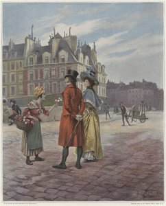 Bloemenverkoper in Pont-Neuf door Georges Jules Auguste Cain