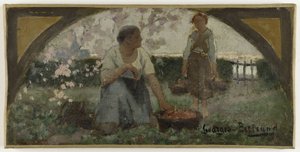 Schets voor de eetkamer van het Hôtel de Ville de Paris: Les fraises, ca. 1893 door Georges Jules Bertrand