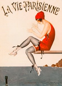 Zwemmer op duikplank, Illustratie uit "La Vie Parisienne"