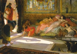 Nieuwe aankomst in de harem, Thebe, 18e dynastie door Georges Marie Rochegrosse