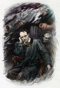 Portret van de Franse dichter Charles Baudelaire (1827-1861) omringd door zijn geesten (Voorstelling van de Franse romantische dichter Charles Baudelaire omringd door geesten, illustratie voor 