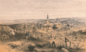 Quarantainebegraafplaats en Kerk met Franse Batterij nr. 50, 1856 door Georges McCulloch