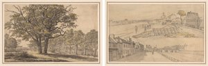 Landschap (recto) Twee Uitzichten van Parijs (verso) door Georges Michel