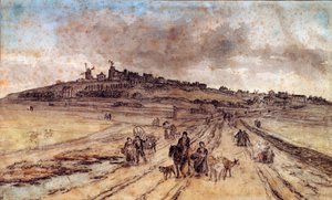 Uitzicht vanaf Montmartre naar Parijs door Georges Michel