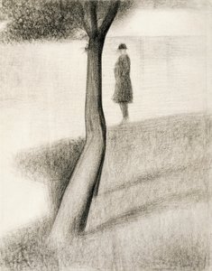 Man staand naast boom; studie op La Grande Jatte door Georges Pierre Seurat