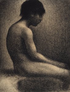 Zittende naakt. Studie voor Une Baignade door Georges Pierre Seurat