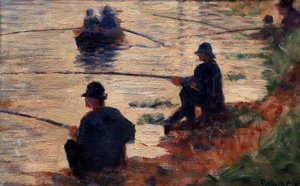 De vissers aan de studie lijn voor de grote jatte