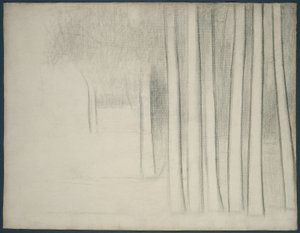 Boomstammen (studie voor La Grande Jatte) door Georges Pierre Seurat