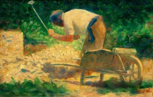 Steenbreker met kruiwagen, Le Raincy (Steenklopper) door Georges Seurat