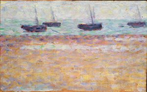 Haven van Grandcamp (vier boten) door Georges Seurat