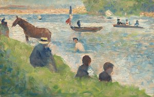 Paard en Boten (Studie voor "Badhuis in Asnières") door Georges Seurat