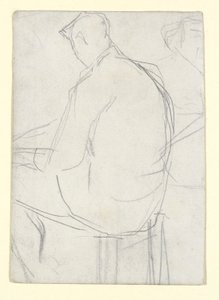 Man zittend op een kruk door Georges Seurat