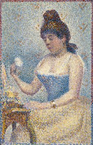 Jonge vrouw die zichzelf poedert door Georges Seurat