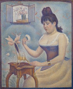 Jonge vrouw die zichzelf poedert, ca. 1888-90 door Georges Seurat