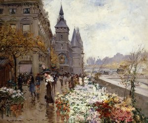 Een bloemenmarkt langs de Seine