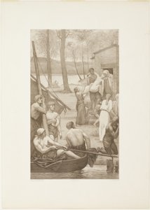 Pastoraal leven van Sainte Geneviève (linkerpaneel) door Georges William Thornley