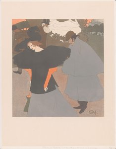 Dame op straat gevolgd door een heer door Georges de Feure