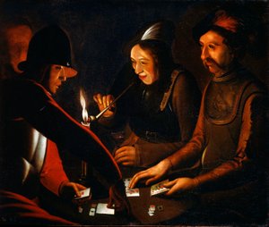 Soldaten die kaarten, 17e eeuw door Georges de La Tour