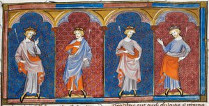 Clodomire, Childebert, Theodoric en Clothaire, uit Chroniques de France ou de St Denis, 14e eeuw (22093692824)