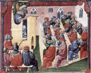 Hendrik van Duitsland houdt een lezing voor universiteitsstudenten in Bologna door Laurentius de Voltolina (21114437820)