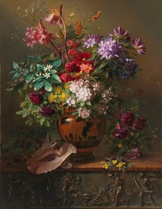 Stilleven met bloemen in een Griekse vaas: allegorie op de lente door Georgius Jacobus Johannes van Os
