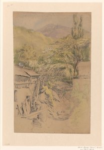 Berglandschap met watermolen door Gerard Bilders