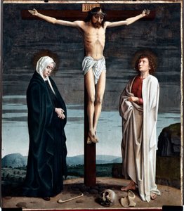 Kruisiging Polyptiek Paneel van de Kerk van San Gerolamo della Cervara door Gerard David