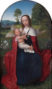 Dutch: Maria met kind, zittend in een landschap Virgin and child in a landscape door Gerard David