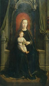 Madonna met Kind op de Troon of Madonna van de Druiven, centraal paneel van het Cervara Altaarstuk door Gerard David