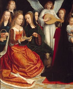 De Maagd tussen de heiligen (detail) door Gerard David