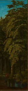Uitzicht in een bos, buitenste rechtervleugel van een drieluik, ca. 1505-1515 door Gerard David