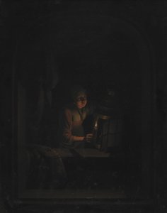 Meisje met een kaars door Gerrit Dou