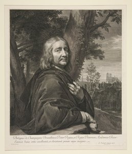 Philippe de Champaigne staand in een landschap door Gérard Edelinck
