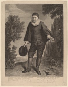 Raimond Poisson als Crispin door Gerard Edelinck after Theodor Netscher