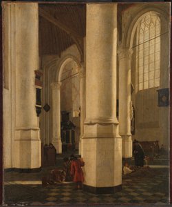 Interieur van de Oude Kerk in Delft, met het graf van viceadmiraal Pieter Pietersz Heijn door Gerard Houckgeest (attributed to)