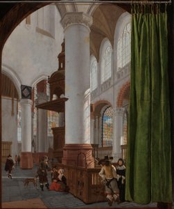 Interieur van de Oude Kerk in Delft door Gerard Houckgeest